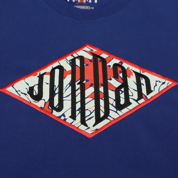Jordan Sport DNA Logo Embroidered Print Short Sleeve T-Shirt Men Tops Deep-Treasure-Blue CN3114-455
