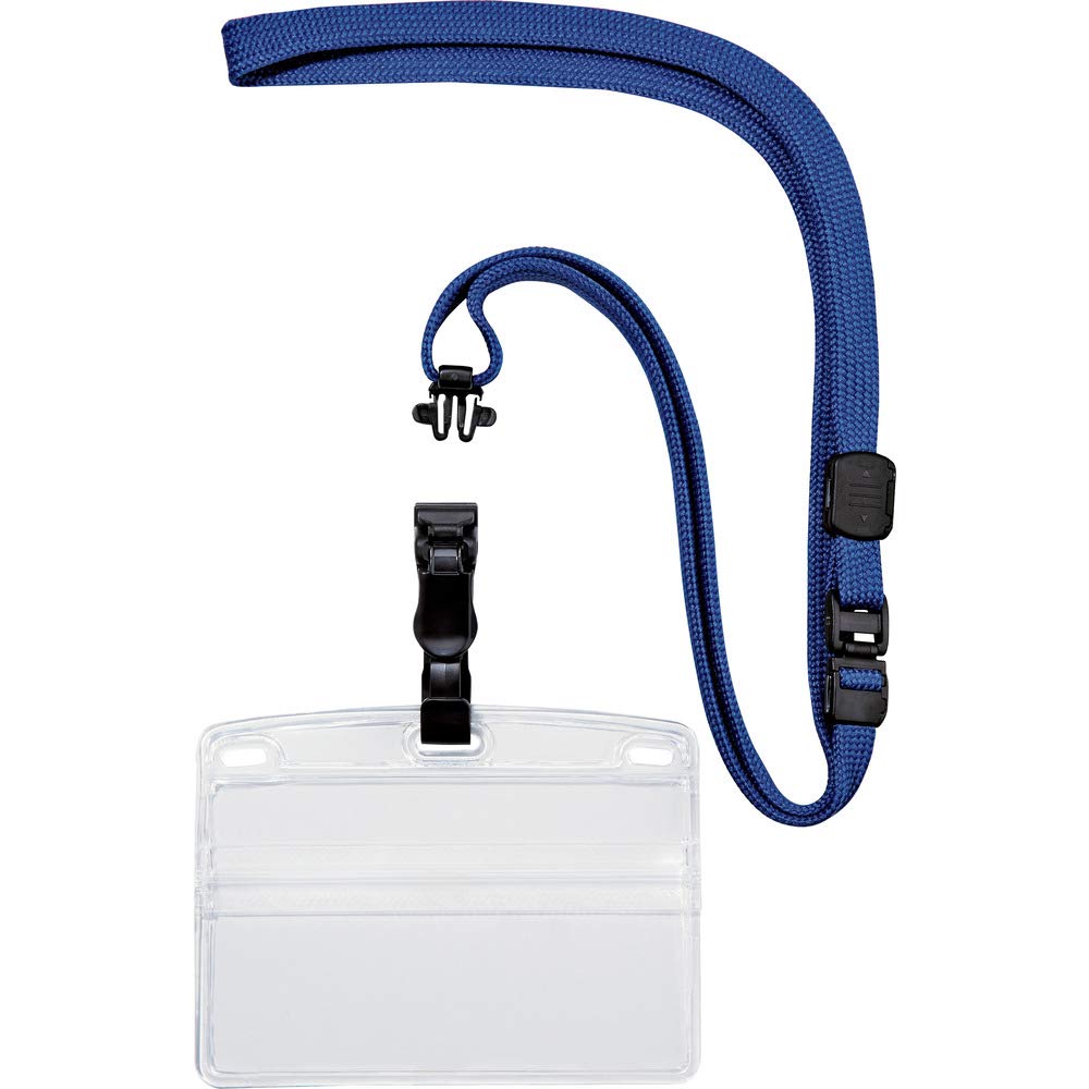 Open Industrial Hanging Name Badge, Name Plate, Card Holder, Removable, 10-Pack, Zippered, Soft Case, Blue, NL-5-BU