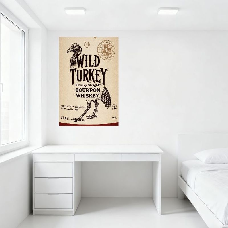 Wild Turkey Kentucky Straight Bourbon Whiskey Vintage Metal Sign 750ml 40% Vol Wall Decor for Bar Pub Home Cafe Man Cave Art Tin