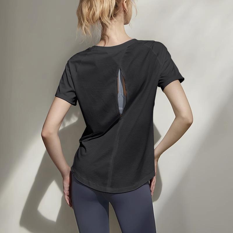 

Women s Summer Yoga T-Shirt: Short-Sleeve, Loose Fit, Ideal for Running, Pilates, and Fitness. Large