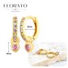 Luxurious Geometry 925 Silver Ear Needle Pink Series Zircon Pendant Hoop Earrings Sweet Fashion Wedding Jewelry Gifts
