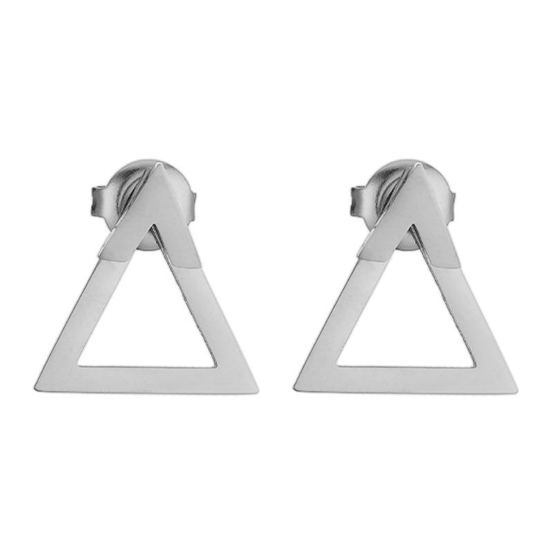 

CARLIDANA Stylish Geometric Double Layer Combination Patterned Triangle Earrings Gold Plated Stainless Steel Earrings For Momen