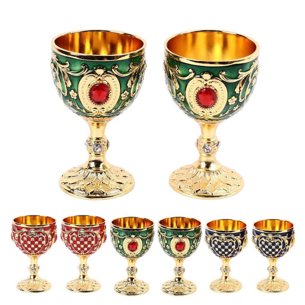 Weinglas im Vintage-Stil, Zinklegierung, elegante, dekorative Retro-Gläser mit Stiel für Zuhause, Bar, Party, 2 Stück