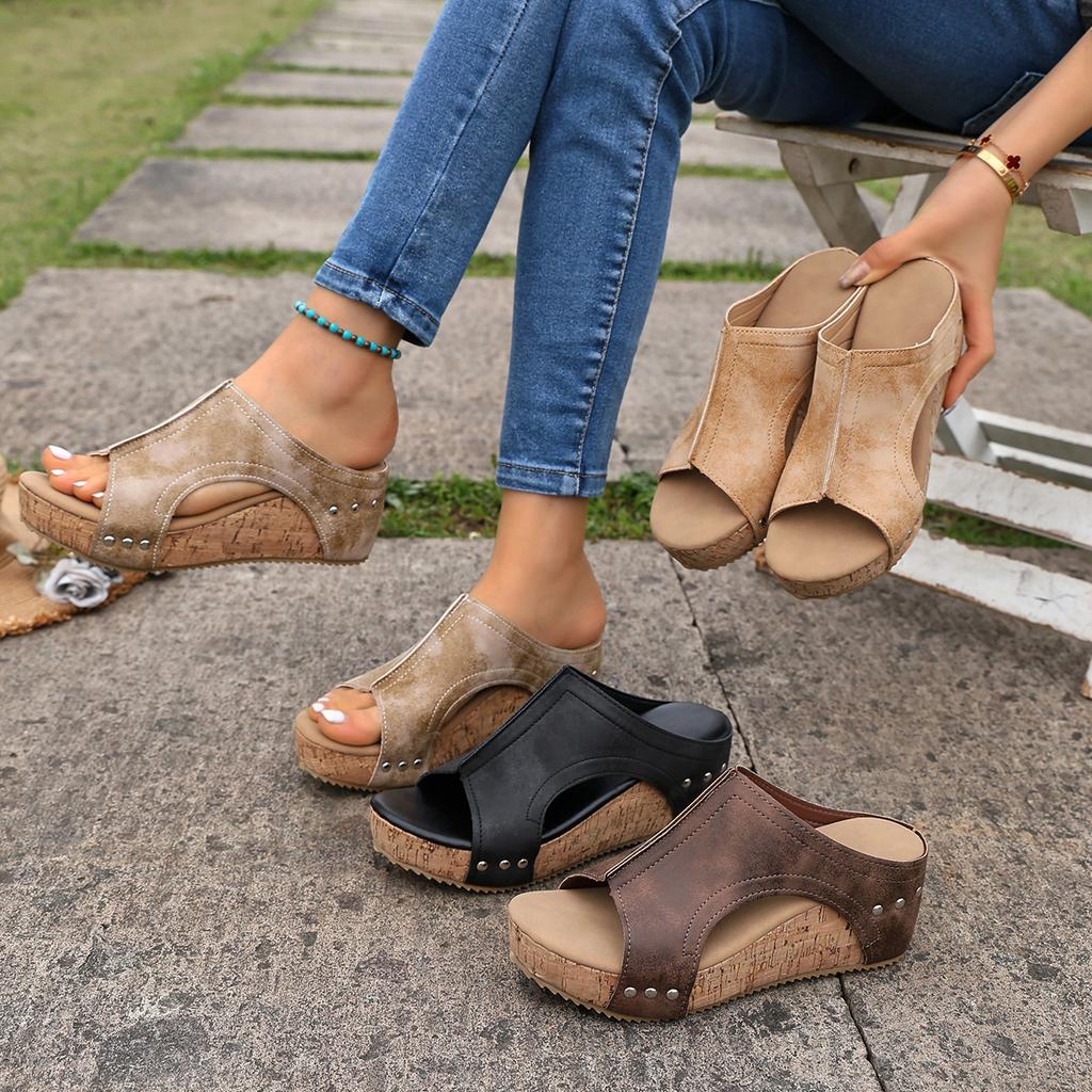 Women's Sandals High Heels Sandals With Wedges Shoes Woman Platform Sandals Summer Peep Toe Heeled Slippers Sandalias De Mujer
