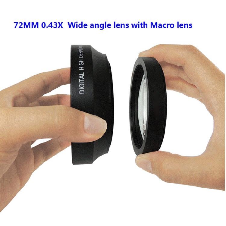 72mm 2.2X Teleconverter Lens/0.43X Wide Angle Lens Kit for Close-up Shooting