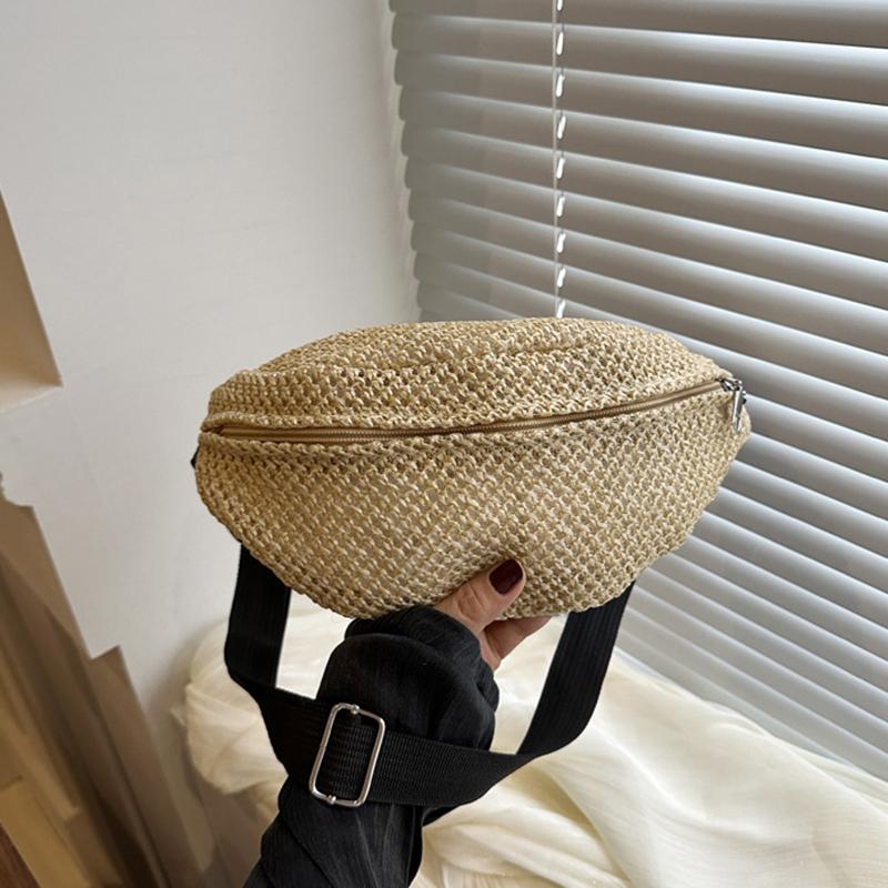 Women's Stylish Hollow Out Woven Chest Bag Breathable Crossbody Sling Phone Versatile Waist Pack for Beach, Sports & Casual Outings CLE