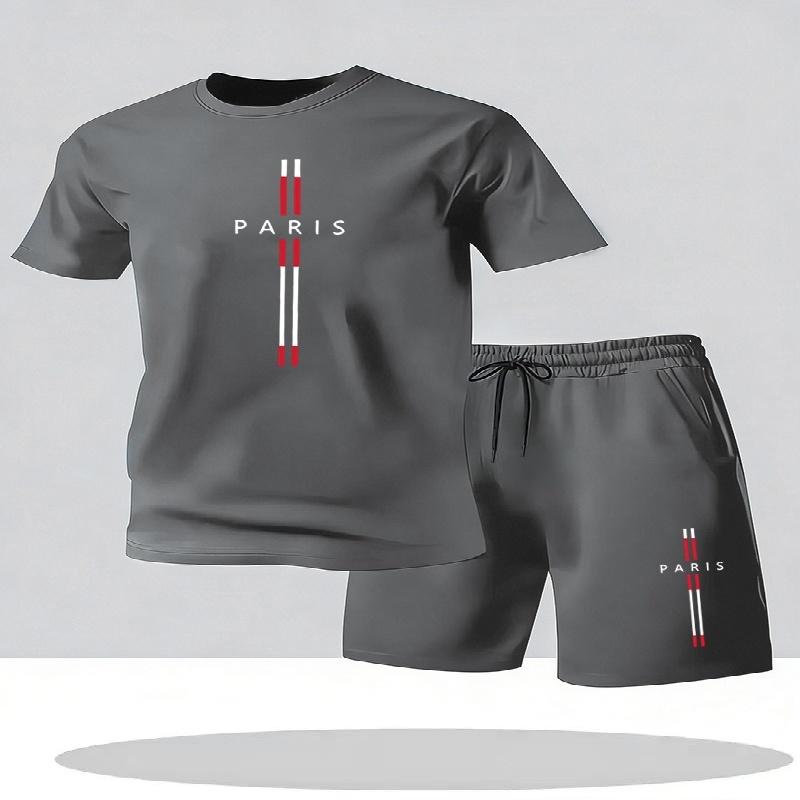 2026 Men's Casual T-Shirt and Shorts Two-Piece Set Relaxed Fit Men's Short-Sleeve Breathable Athletic Set Two-Piece Set