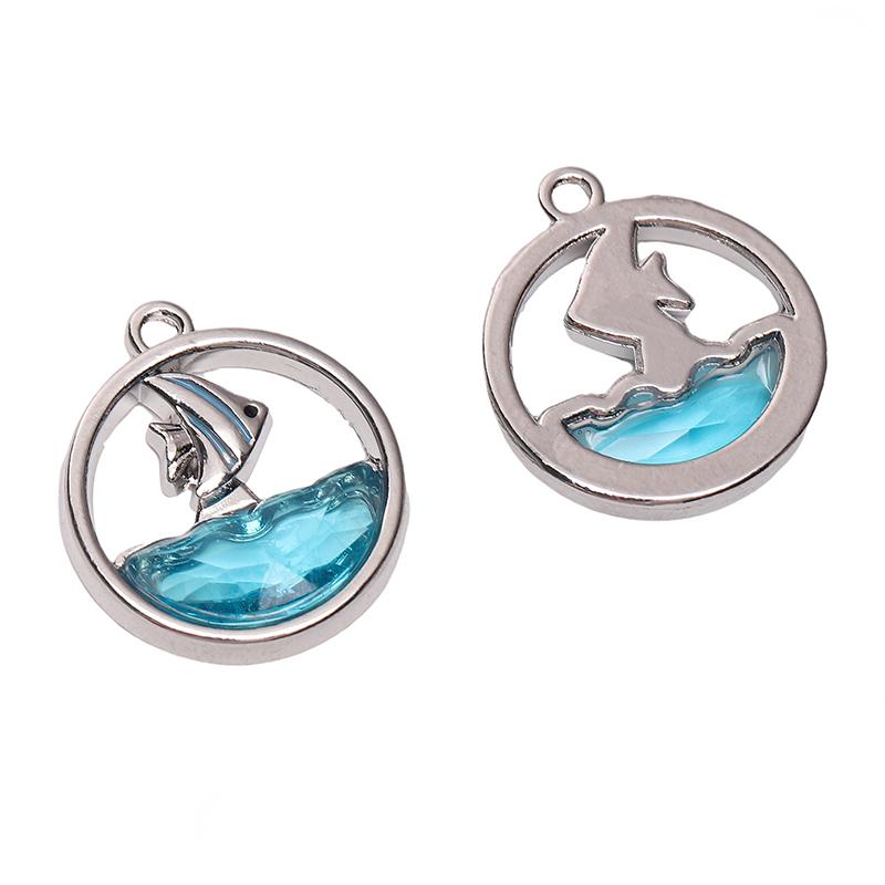 1pc/bag Alloy Inlaid Glass Pendant DIY Bracelet Necklace Earrings Jewelry Accessories