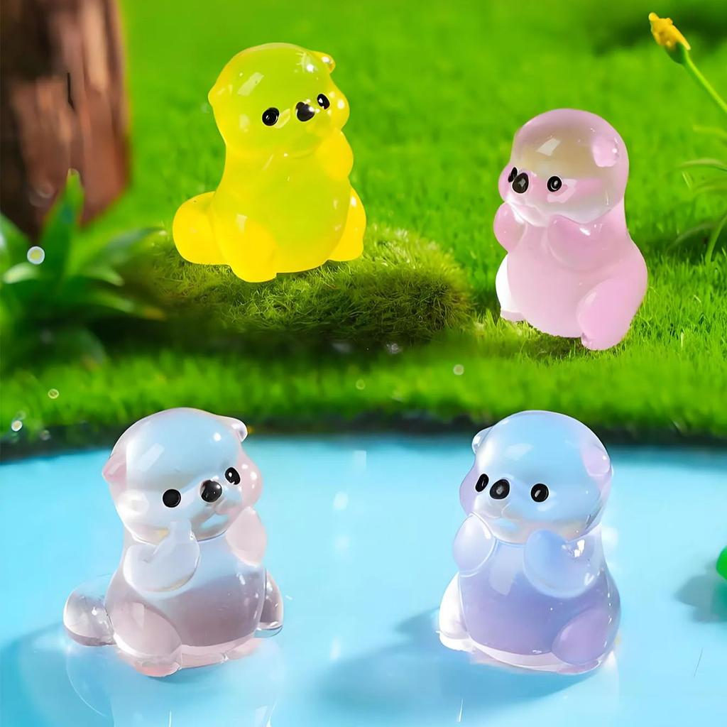 10/20 Sztuk Świecące Mini Żywiczne Zwierzęta Morskie Świecące w Ciemności Urocze Zwierzęta Wydry Morskie Małe Miniaturowe Figurki Wydr Rzecznych Do DIY