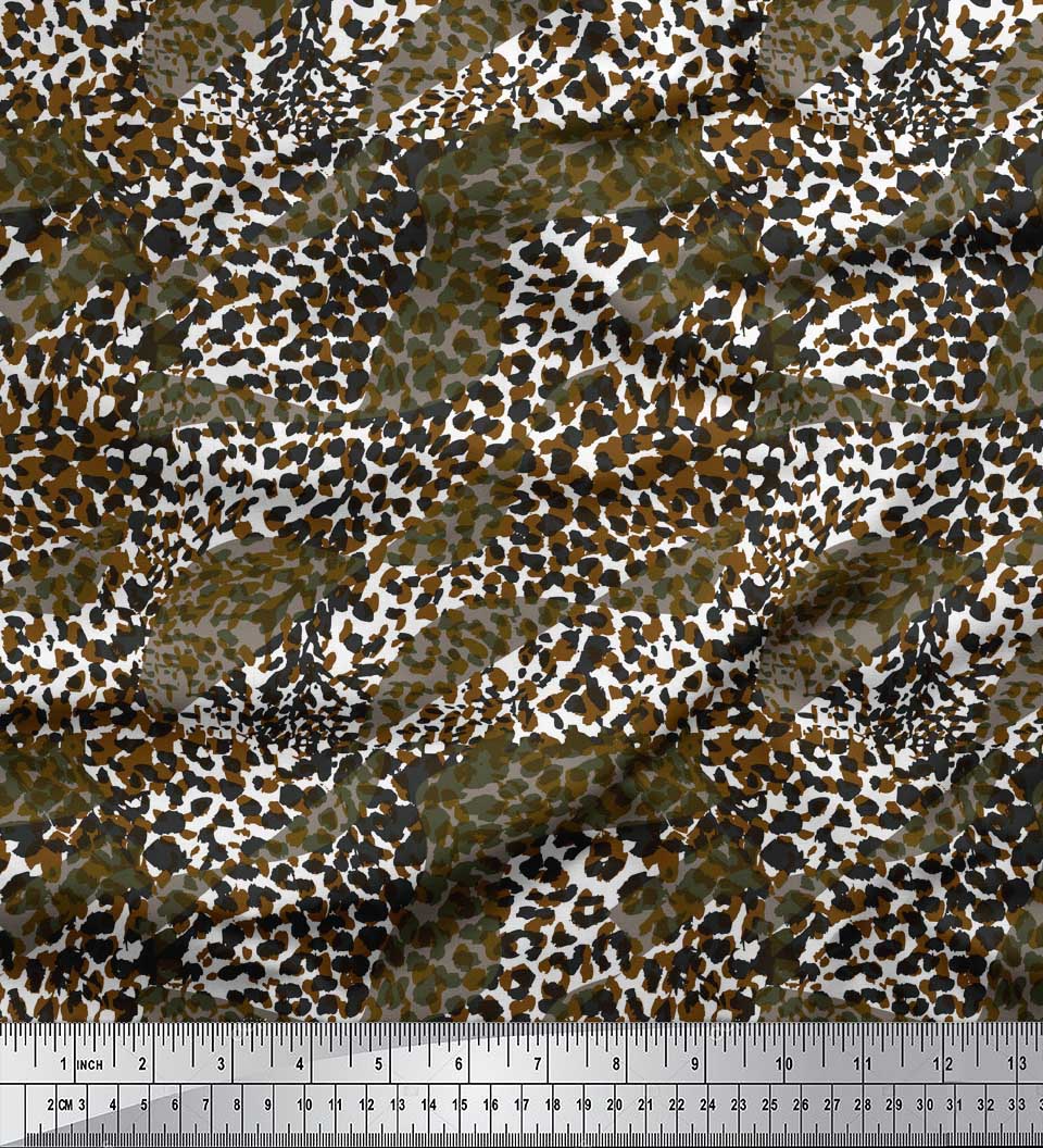 

Soimoi Purple Japan Crepe Satin Тканина Leopard Animal Print Швейна тканина метр 42 дюйма 42 Inch Wide - Poly Crepe коричневий