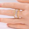 Ethnic Hand Carved Flower Women's Ring Two Color Metal Hollow Geometry Daily Wear Party Jewelry Anniversary Gift
