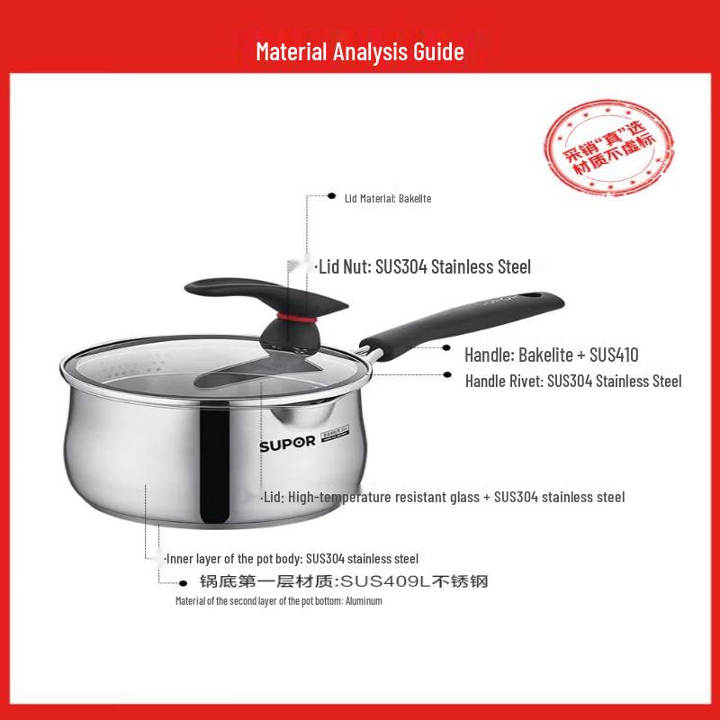 Supor 304 Stainless Steel 18cm Milk Pot