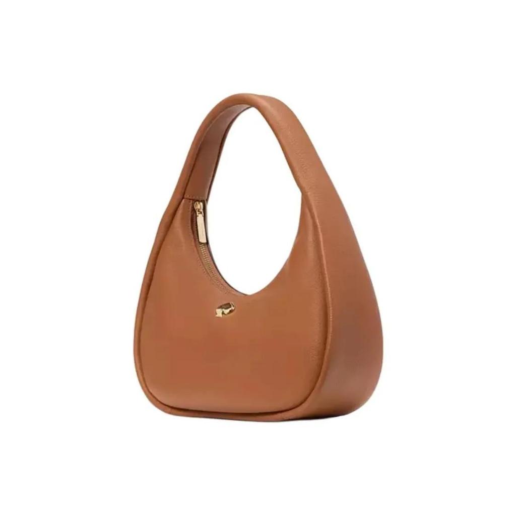 Kate Sebe Kayla Brand Logo Zipper Closure Grapefruit-Patterned Leather Underarm Bag Handheld Shoulder Bag Large Size Women's Gingerbread Color