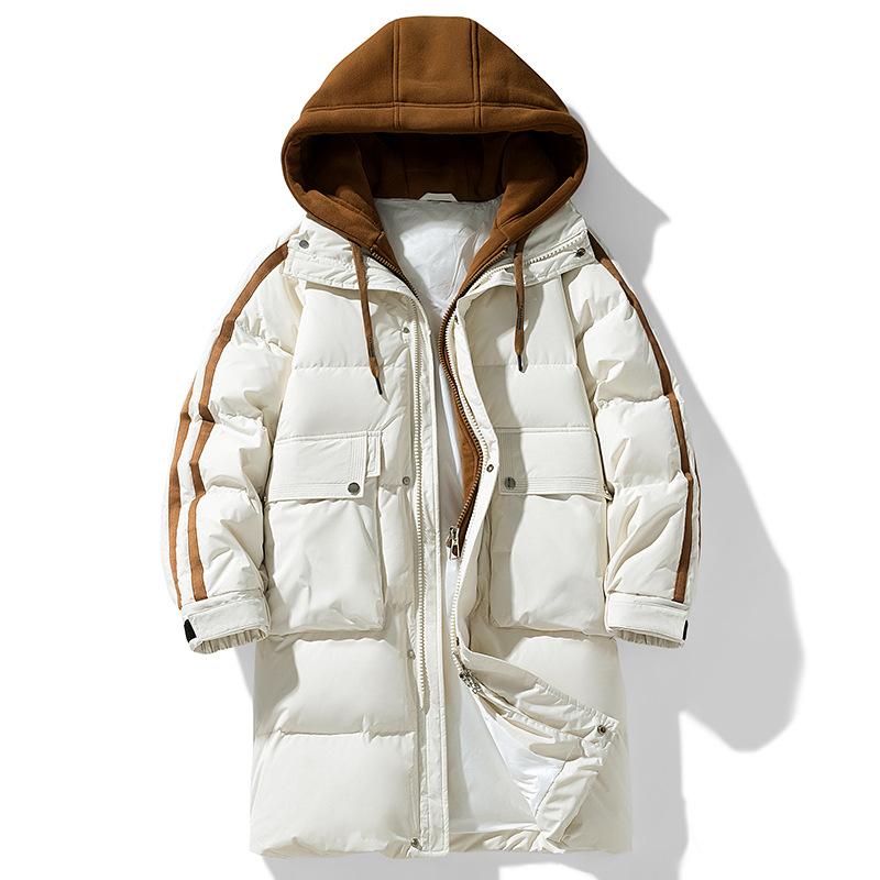 

Мужская зимняя новая куртка средней длины для пары, мужская куртка с капюшоном, мужская и женская, модные универсальные пальто с имитацией двойки 3XL