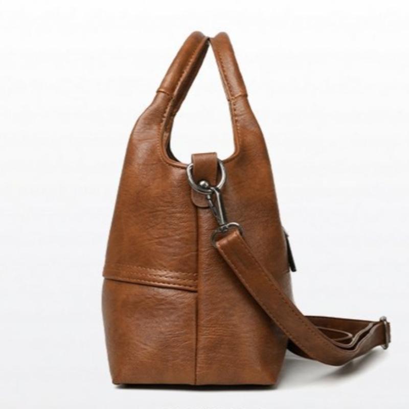 Vintage Leer Patchwork Handtas Mode Schoudertas Dames Vintage Crossbody Tas Werk Boodschappen en Dames Vakantiecadeaus