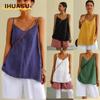 Women's Fashion Casual Solid Color Print Sleeveless V Neck Blouses & Shirts