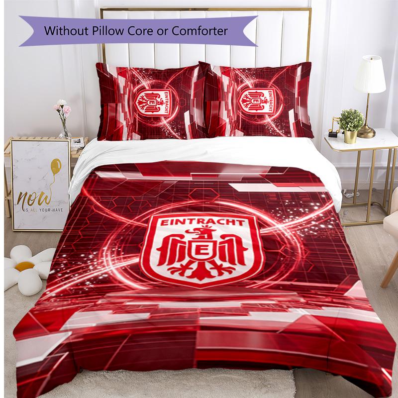Eintracht Frankfurt Fußball Bedrucktes 3-teiliges Bettwäsche-Set, Bequemes Hautfreundliches Schlafzimmer Bettbezug-Set