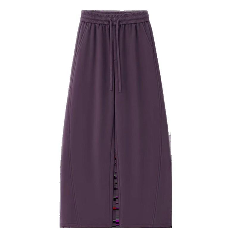 Womens High-Waisted Wide Leg Jogger Pants Purple Loose Fit Cotton Blend Fall 2026 Casual Streetwear