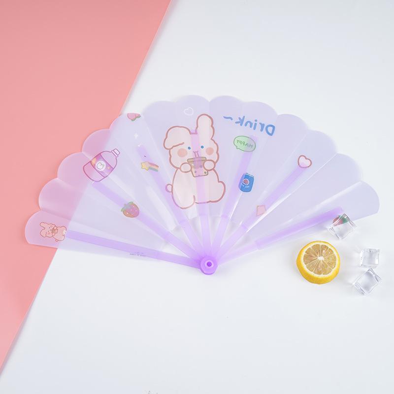 Mini Cartoon Handheld Folding Fan - Cute Student Design with Customizable Logo