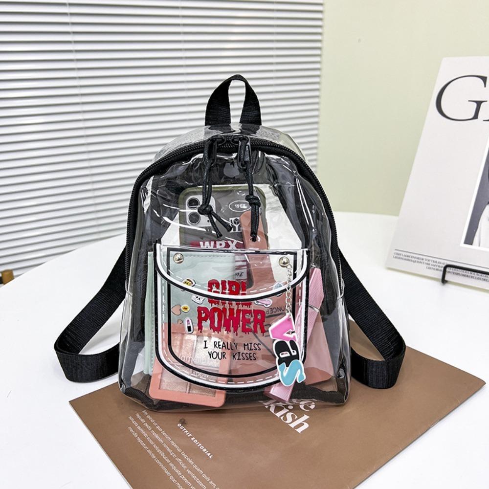 Fashion PVC Backpack Transparent Waterproof Jelly Bag Large Capacity Shopping Bags