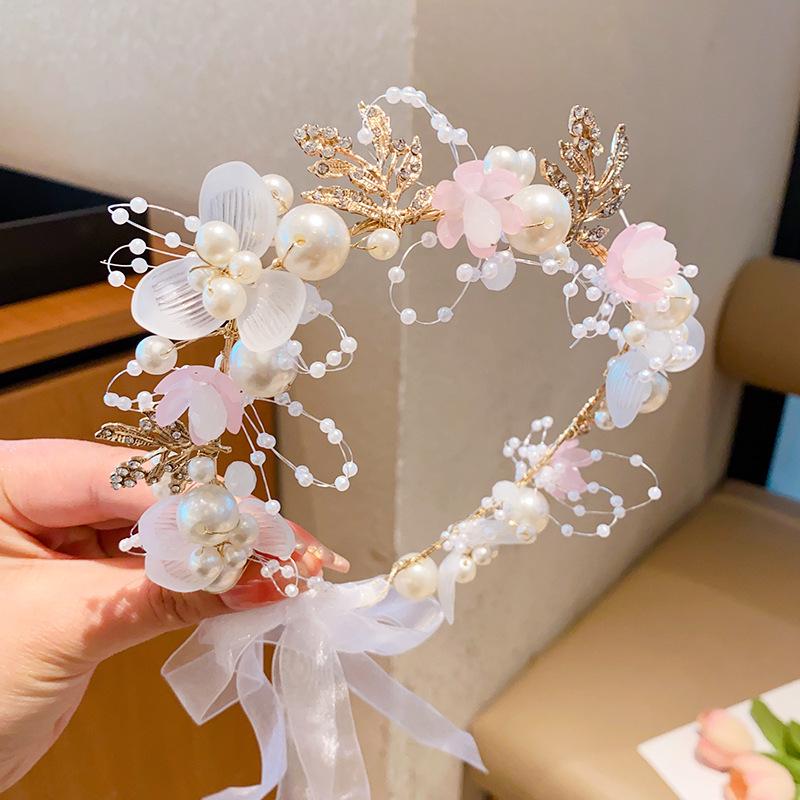 Fairy Pearl & Golden Leaf Floral Headband for Children & Brides