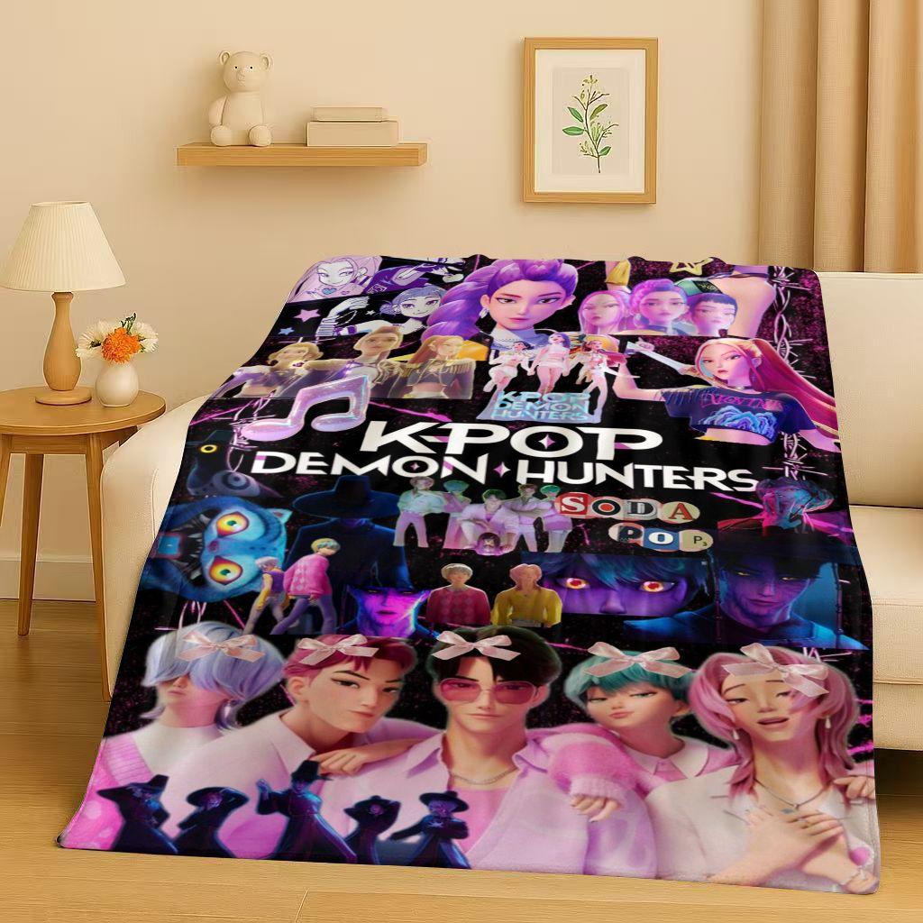 2026 Neue Cartoon Kpop Dämonenjäger Zoey Rumi Mira Musik Flanelldecke, Ultraweiche Plüschdecke für Zuhause Schlafzimmer Bett Sofa Abdeckung