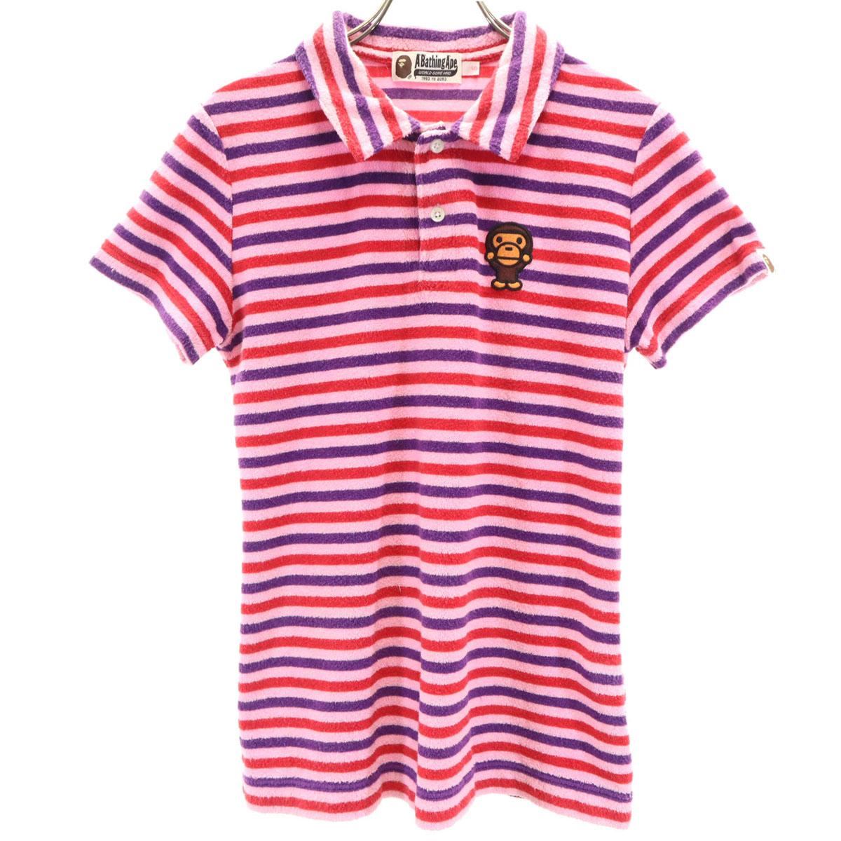 

A BATHING APE made in Japan border Short sleeve Polo shirt S Pile ground Men s Used