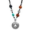 Retro imitation silver jewelry short collarbone chain women's Tibetan silver beeswax necklace sweater chain cotton and linen accessories pendant