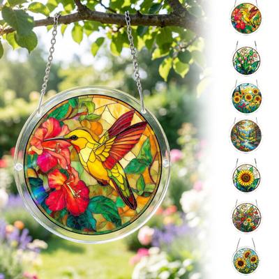 Acrylic Jigsaw Puzzle Suncatcher, Colorful Stained Glass Style Sun Catcher, DIY Puzzles Window Hanging Kit for Home, Garden