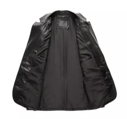 Stylish Formal Men's Blazer Black Genuine Leather Soft Lambskin Handmade