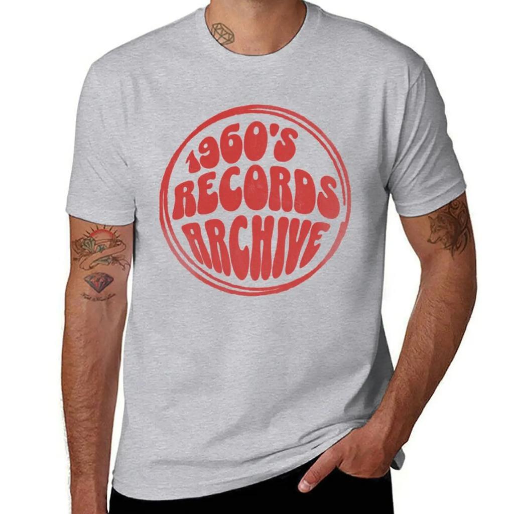 1960S Records Archive TShirt Quickdrying Animal Prinfor Boys Aesthetic Clothing Short Sleeve Tee Men