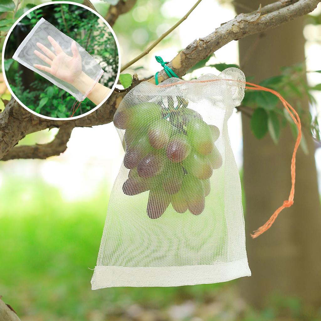 Fruit Protection Bag Anti-Bird Mesh Pest Control Device Grow Gardening Strawberry Grape Drawstring Bag Mesh Pouch 20Pcs