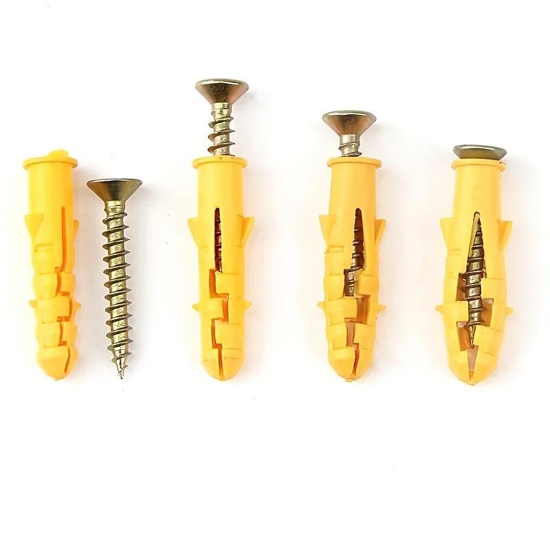 100pcs Drywall Anchor Kit - 50 Plastic Wall Anchors & 50 M6/M8 Galvanized Screws Phillips Flat Head for Wall Galvanized Screws