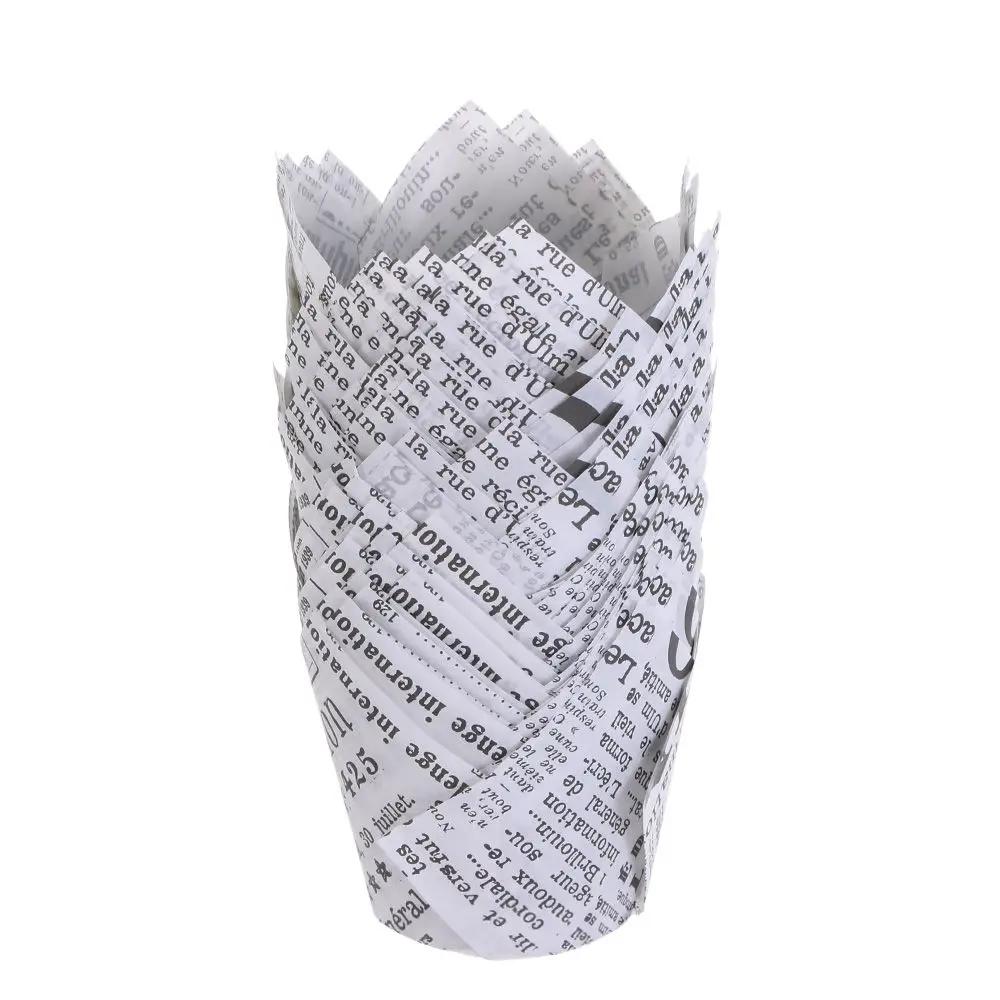 50 Stück Fettbeständige Kuchenpapierbecher Tablettbecher Cupcake-Förmchen Papier-Tulpen-Backförmchen Kuchen-Muffin-Becher Backzubehör Gebäckwerkzeuge