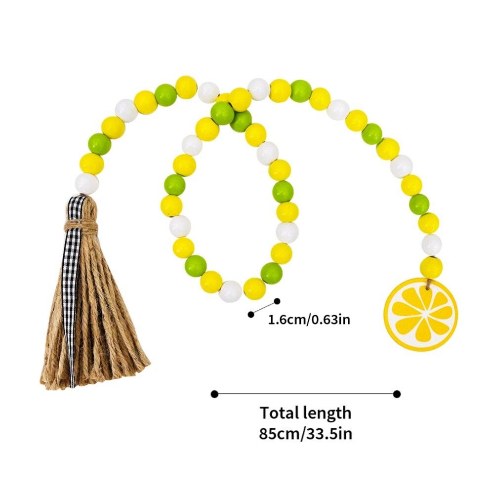 

Бохо кисточка гирлянда из деревянных бусин с лимонной подвеской фермерский дом деревенский кантри настенное украшение тканая кисточка настенные подвесные украшения