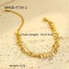 GEMCHIC Women's 18K Gold Plated Stainless Steel Natural Stone Freshwater Pearl Design Geometric Handmade Bracelet