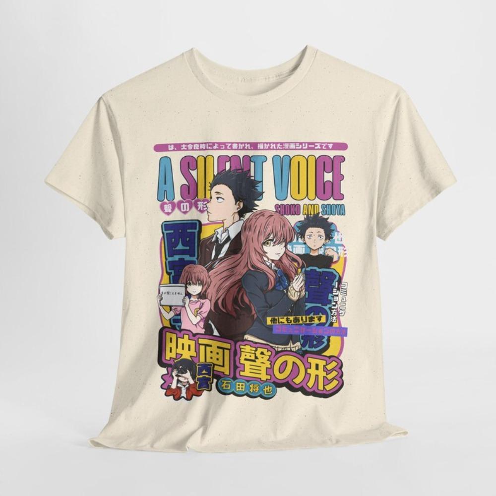 A Silent Voice Shoko Nishimiya & Shoya Ishida T-Shirt, Unisex Anime Fan Streetwear Tee, 100% Cotton Casual Short Sleeve Top