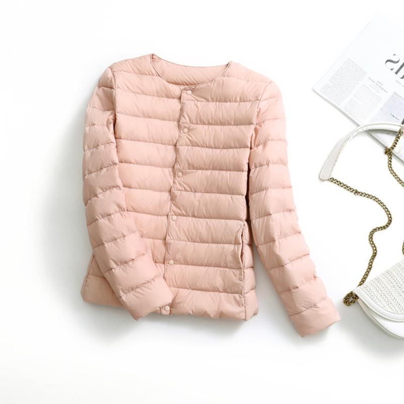 White duck down light down jacket women's winter new slim-fit warm short jacket round neck V-neck inner and outer wear liner