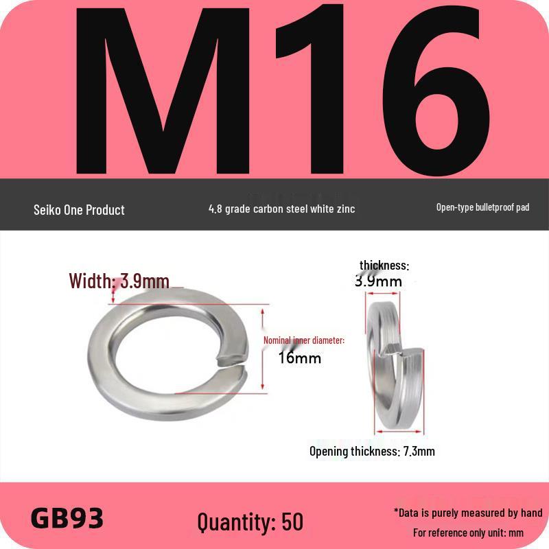 White Zinc-Plated Carbon Steel Split Spring Washer (4.8 Grade)
