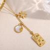MamacitaSlay Unique 316L Stainless Steel Star Moon Evil Eye Zircon Necklace Ring 18K Gold Plated Waterproof Jewelry For Women