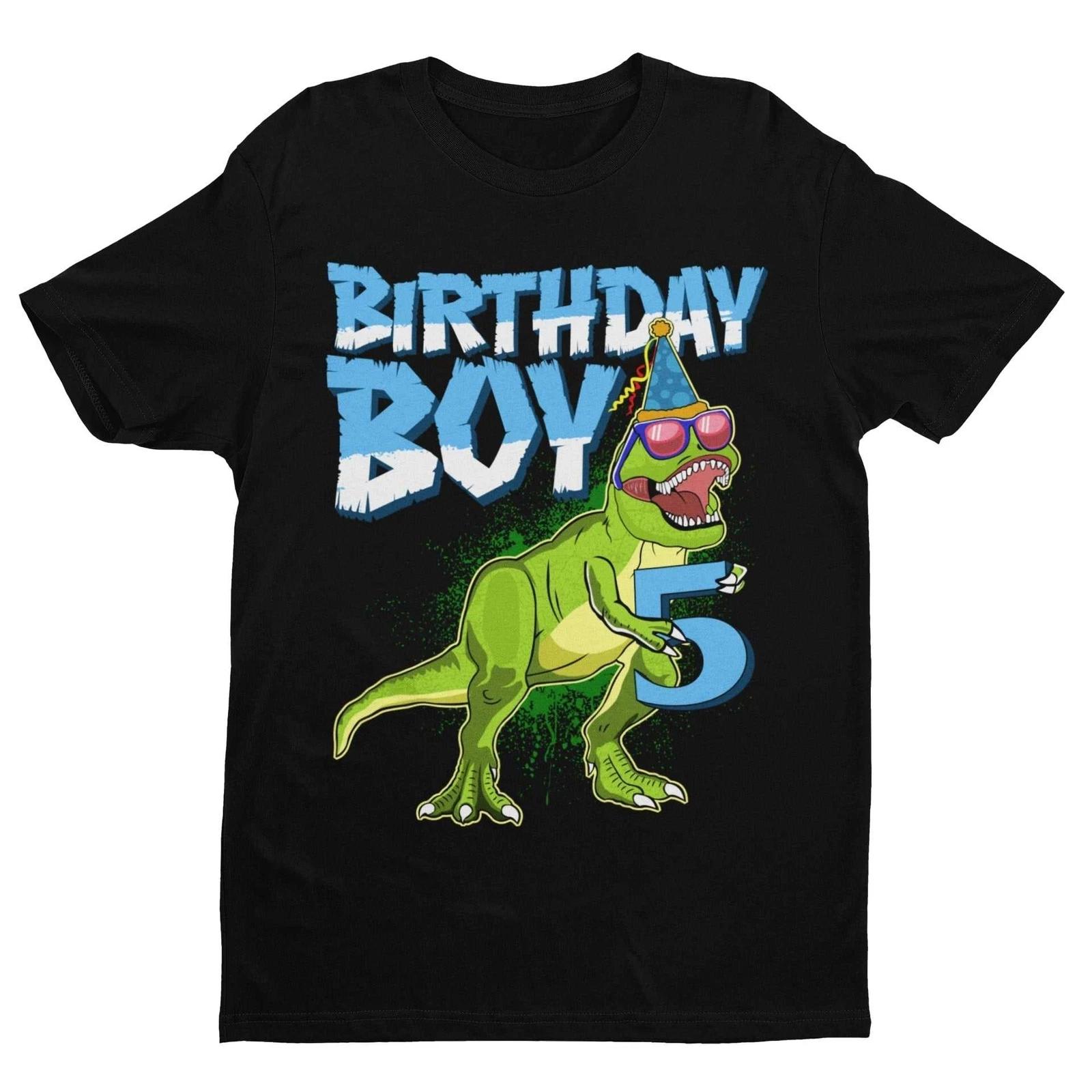 Boys Cute 5th Birthday Dinosaur T Shirt Dino Fan Novelty S