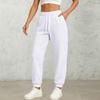 Modische Damen-Hose mit geradem Bein in Farbe, mit hohem Bund, Tunnelzug, Taschen und elastischem Bund, Freizeit-Hose