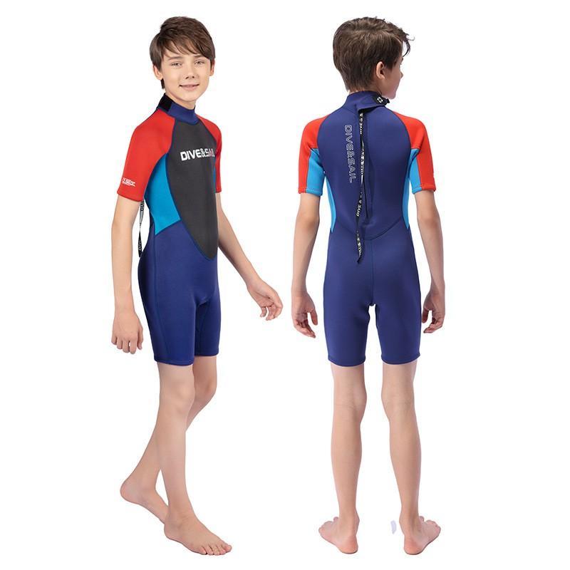 2.5mm Neoprene Kids Wetsuit Short Sleeve Snorkeling Diving Surfing Warm Water Sports Protection