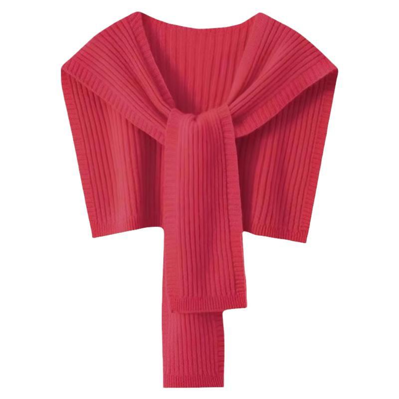 Stylish Women's Knit Shawl - 2026 Spring Celebrity Style Shoulder Wrap with Knotted Neckline Faux Collar Scarf