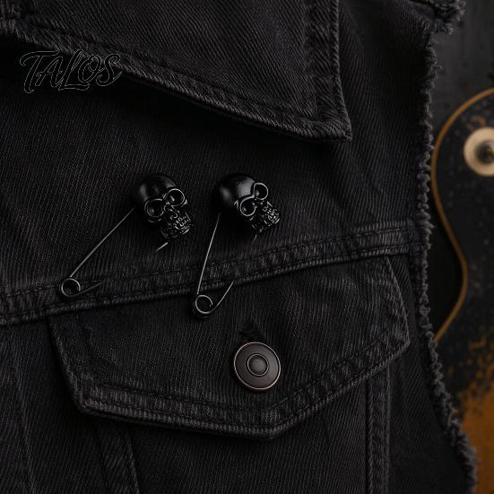 Broche Épingle de Sûreté Crâne, Broche avec Design de Serrure, Sculpture 3D pour Femmes Accessoire Punk Halloween pour Vestes revers Sacs à Dos Cadeau Hommes