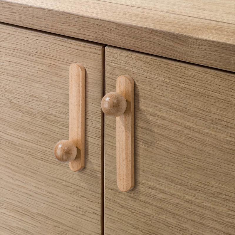 Modern Simple Walnut Solid Wood Cabinet Door Handle Round Drawer Wardrobe Handle Rounded Design for Home Furniture