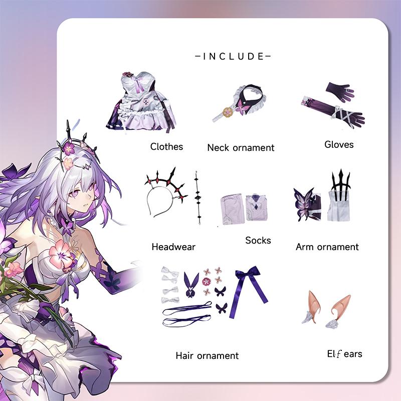 Game Honkai Star Rail Castorice Cosplay Costume Servant Of Death Purple Women Dress Halloween Carnival Party Suit
