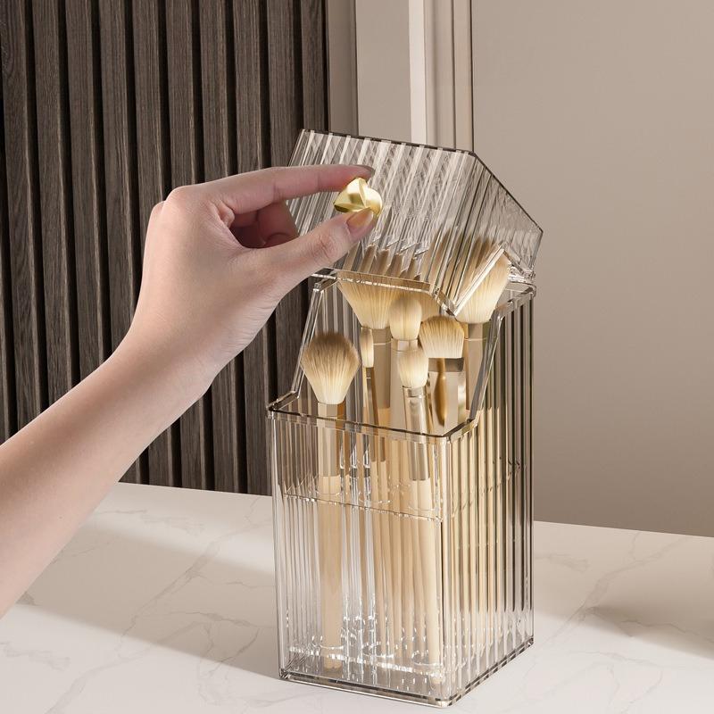 Dust-proof Makeup Brush Storage Pen Holder Eyebrow Pencil Organizer with Cover Pearl Light Luxury Dressing Table Home Decoration