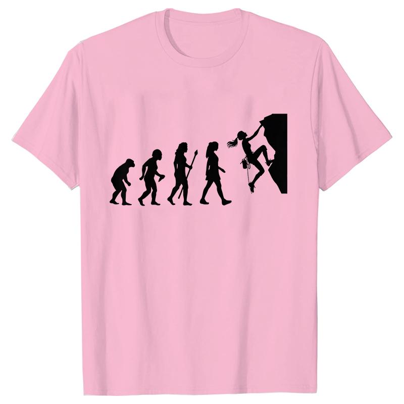 Evolution of Climbing T-shirts for Women Clothes Funny Tops T Shirt Female T-Shirt Gifts for Rock Climbers Short Sleeve Tees