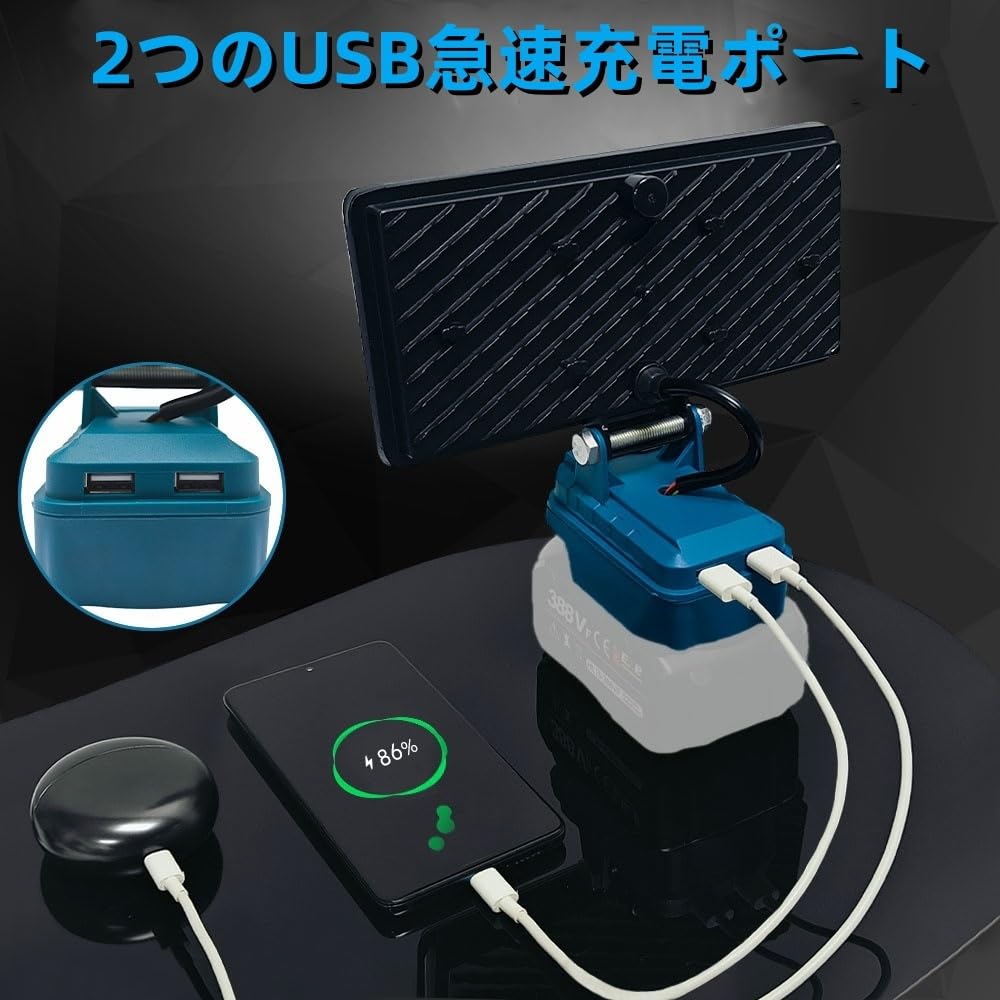 bumxca LED Floodlight [Makita Compatible] Work Light 8000LM Ultra-High Brightness Rechargeable Floodlight [36 LED Chips + 4 High-Brightness Panels]